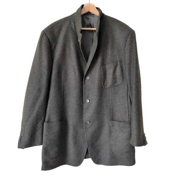 Ermenegildo Zegna Silk Cashmere Blazer Jacket Men's 56 46L Gray Green 3-Button - Picture 1 of 7